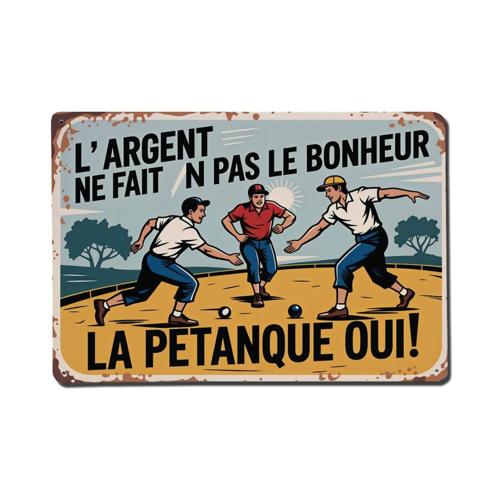 French Petanque Sport Vintage Wall Plaque Vintage Aluminium Metal Sign, Retro Wall Decor for Home, Bar, Garage & Farmhouse 20x30cm