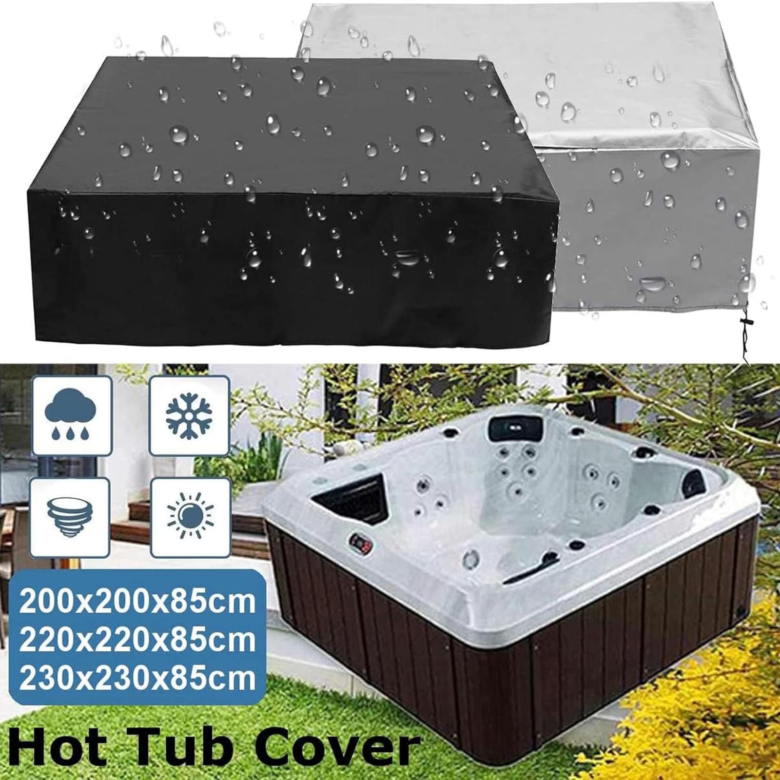 Durashmall Whirlpool Abdeckung 185x185cm - Isolierabdeckung Für Outdoor Spa