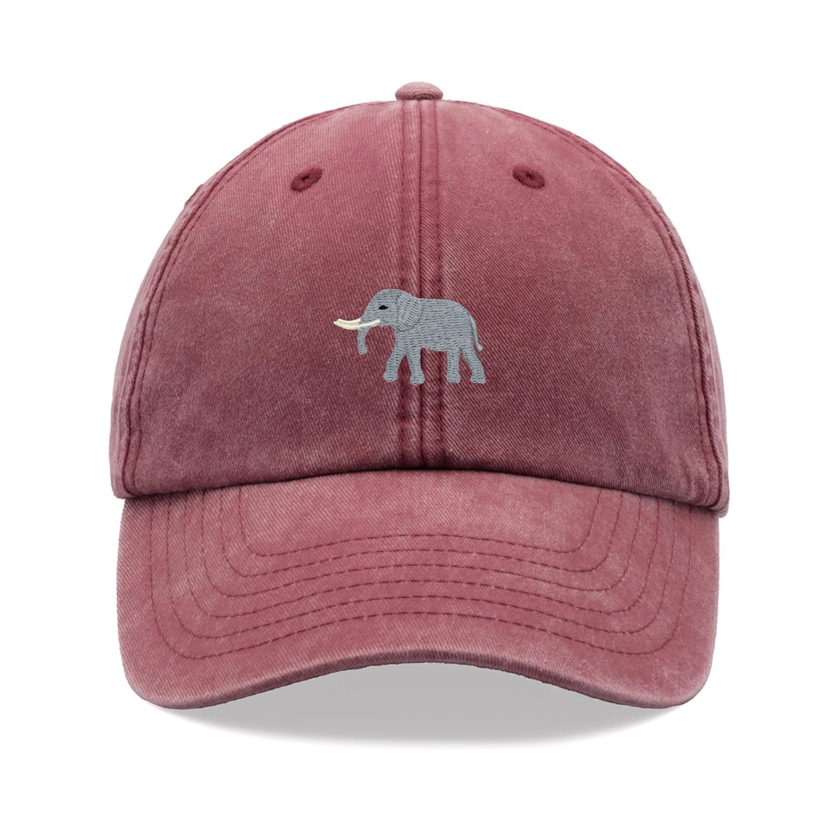 Cap Base Unisex Red Elephant Baseball Cap Vintage Washed Dad Hat Adjustable
