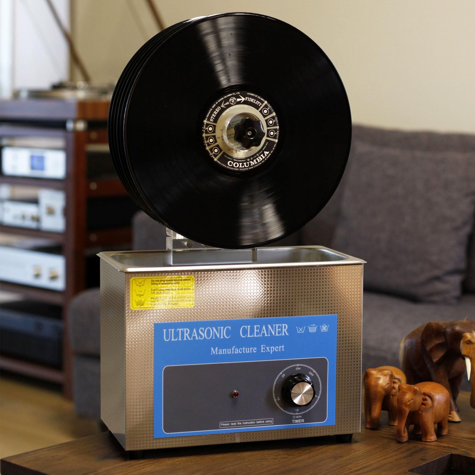 PEIXEN Limpiador de Discos/Discos de 140 W, Limpiador ultrasónico de Discos de Vinilo de 12", Limpia de 1 a 6 Discos de Vinilo a la Vez, Limpiador de Discos, función de Temporizador Digital, Limpieza