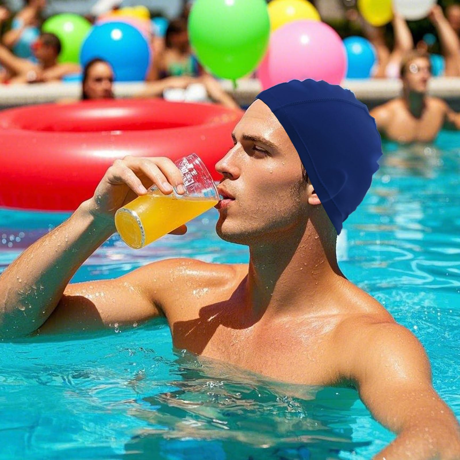TUONYIS Lot 4 Bonnets De Bain Élastiques En Tissu Polyester – Bonnet Natation Confortable Enfant Adulte Mixte Multicolore