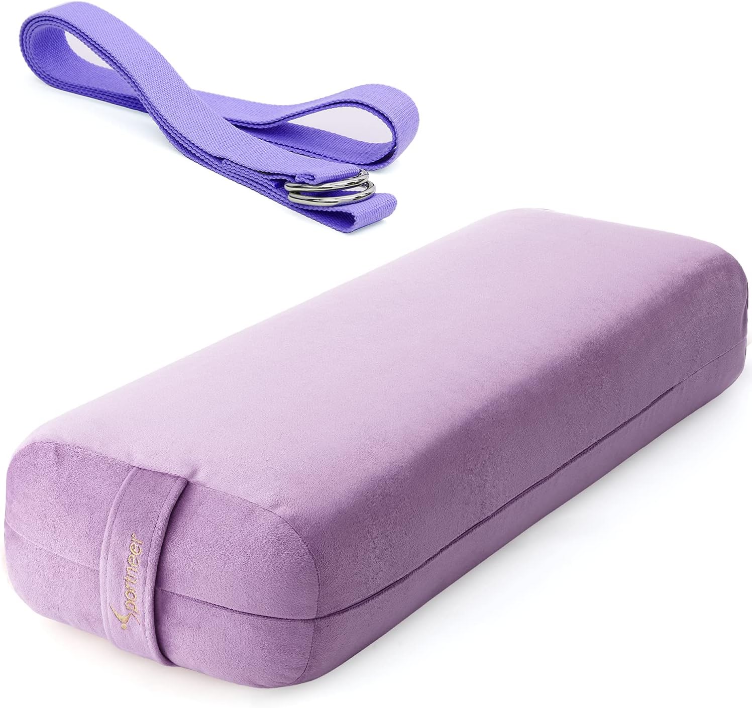 Sportneer Yoga Bolster Pillow: Rectangular Yoga Pillow with Extra Stretch Strap for Restorative Yoga, Luxurious Eco-Suede Cover from 100% Recycled Vegan Materials, Skin-Friendly & Machine Washable Cover