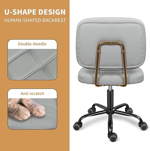 Miniatura 6 de Silla de escritorio de oficina en casa sin brazos con ruedas, moderna silla ergonómica con ruedas giratorias de 360, sillas de tareas de computadora