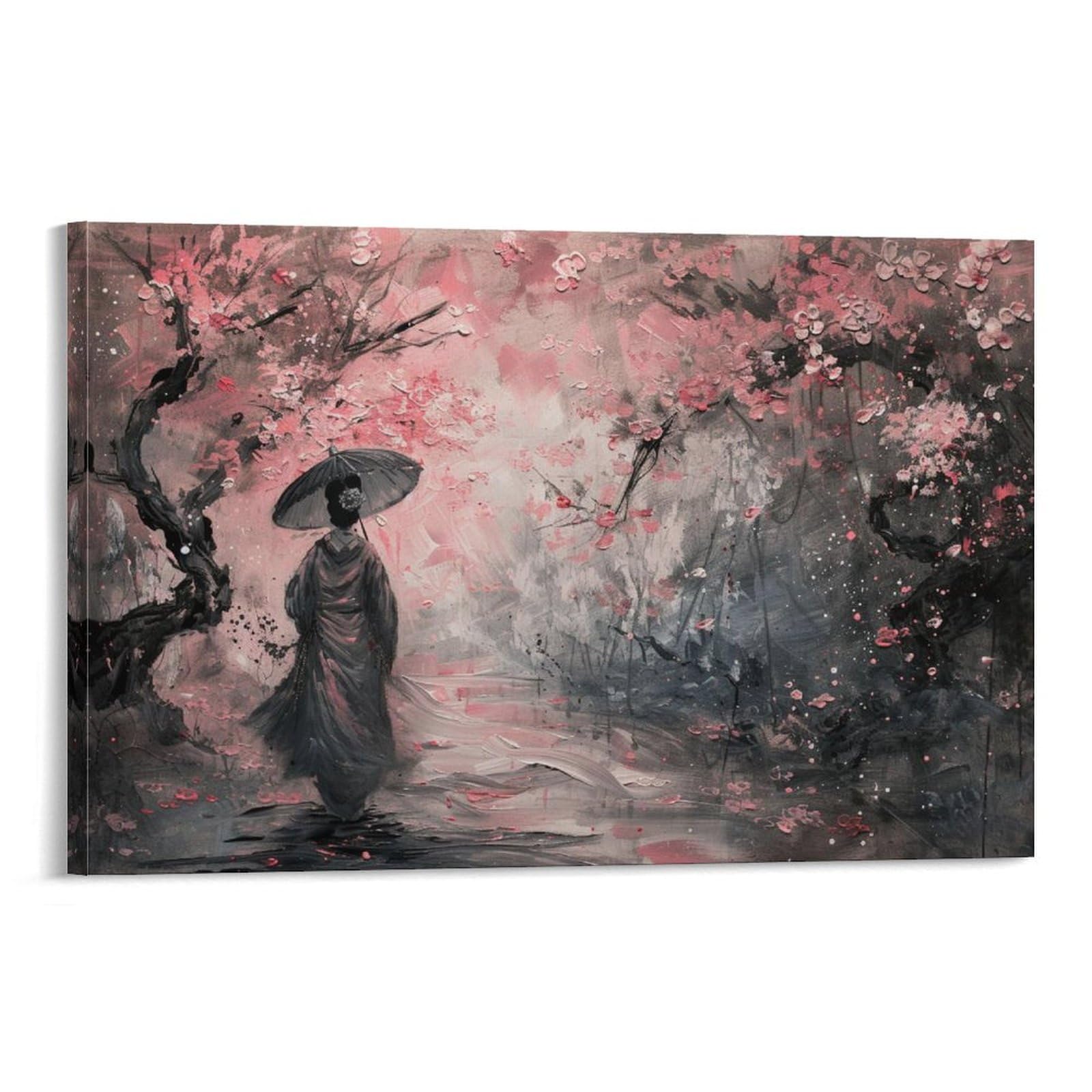 Amazon.co.jp: 絵画 桜の木の下で女性の後ろ姿 アートパネル