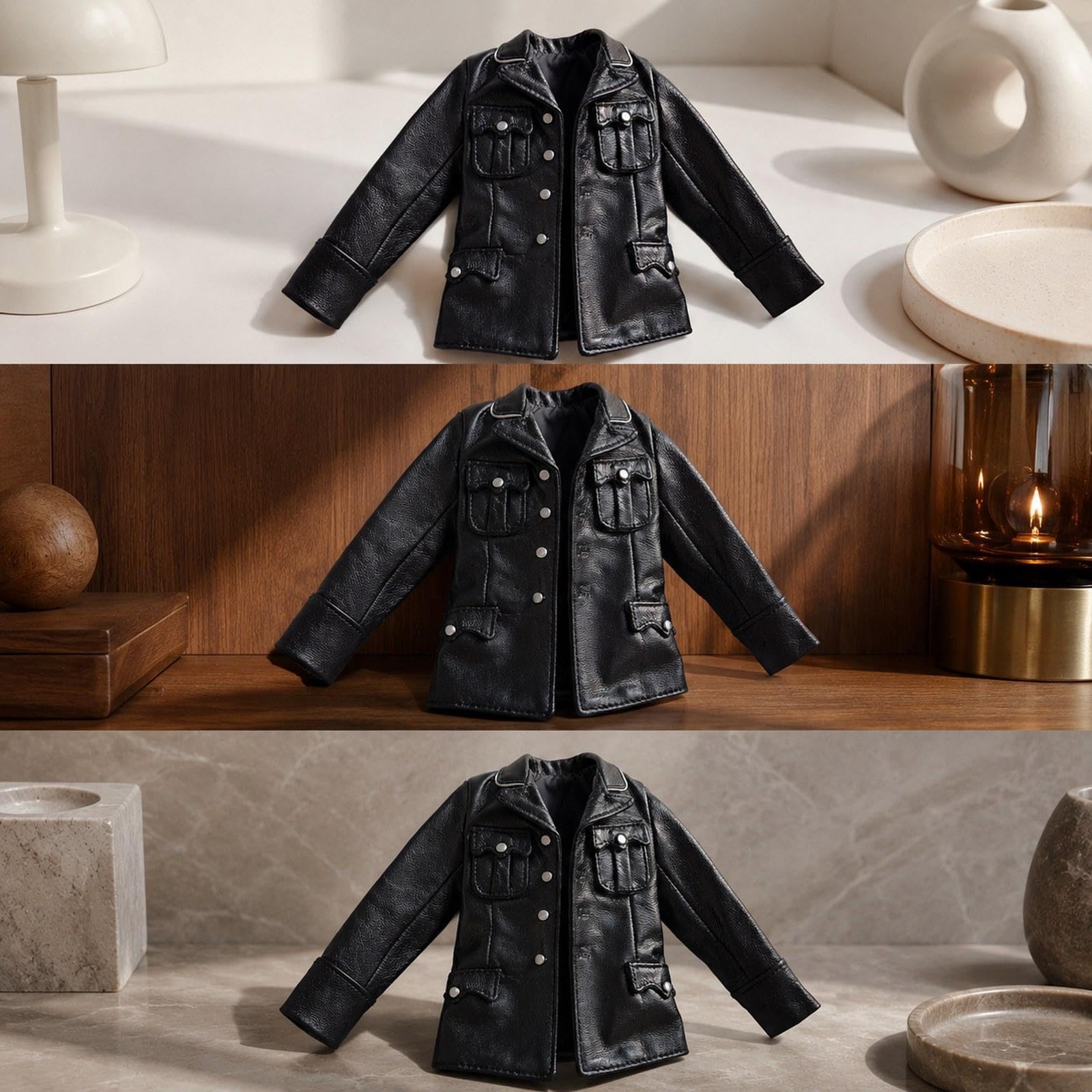 1/6 Actionfiguren Kleid, Komplettes Accessoire Set, Modekleidung, Puppenaccessoires Aus PU, Geeignet für Sammler Und Ausstellungszwecke, Jacke 13 cm X 9.5 cm