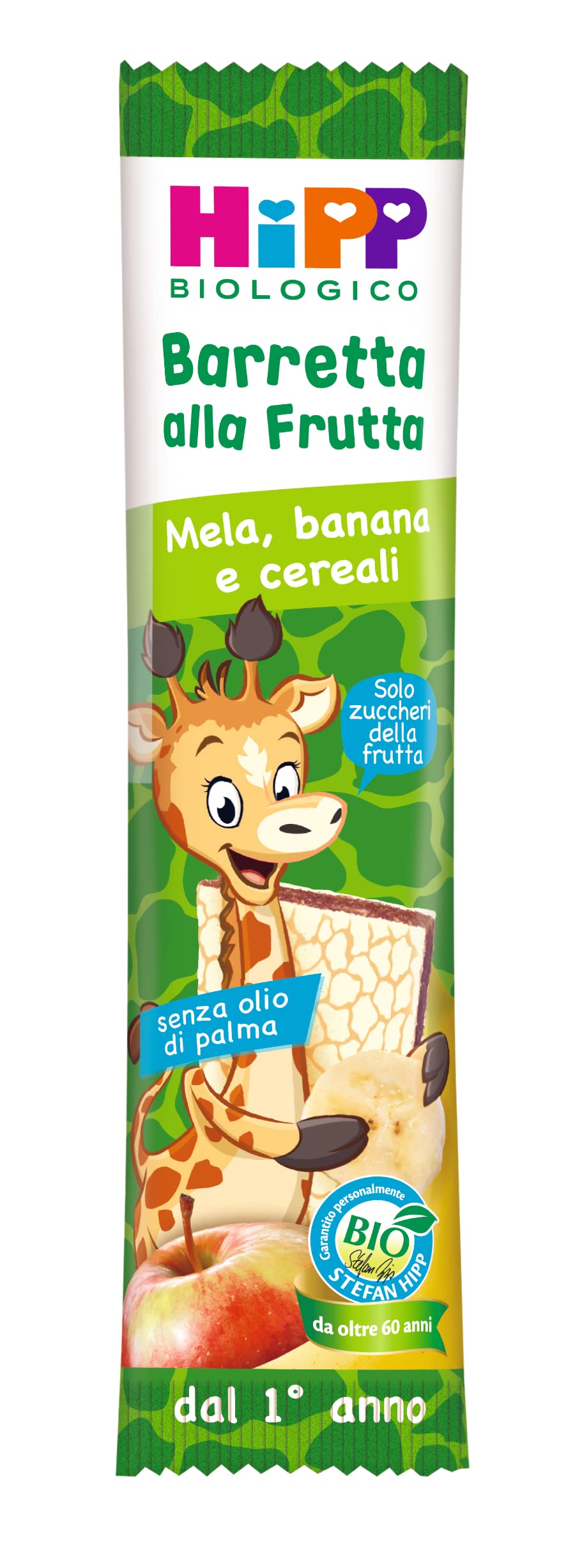 HiPP - Barrette alla Frutta Bio, Gusto Mela, Banana e Cereali, Snack per Bambini, 22 Pezzi da 23 gr ciascuno