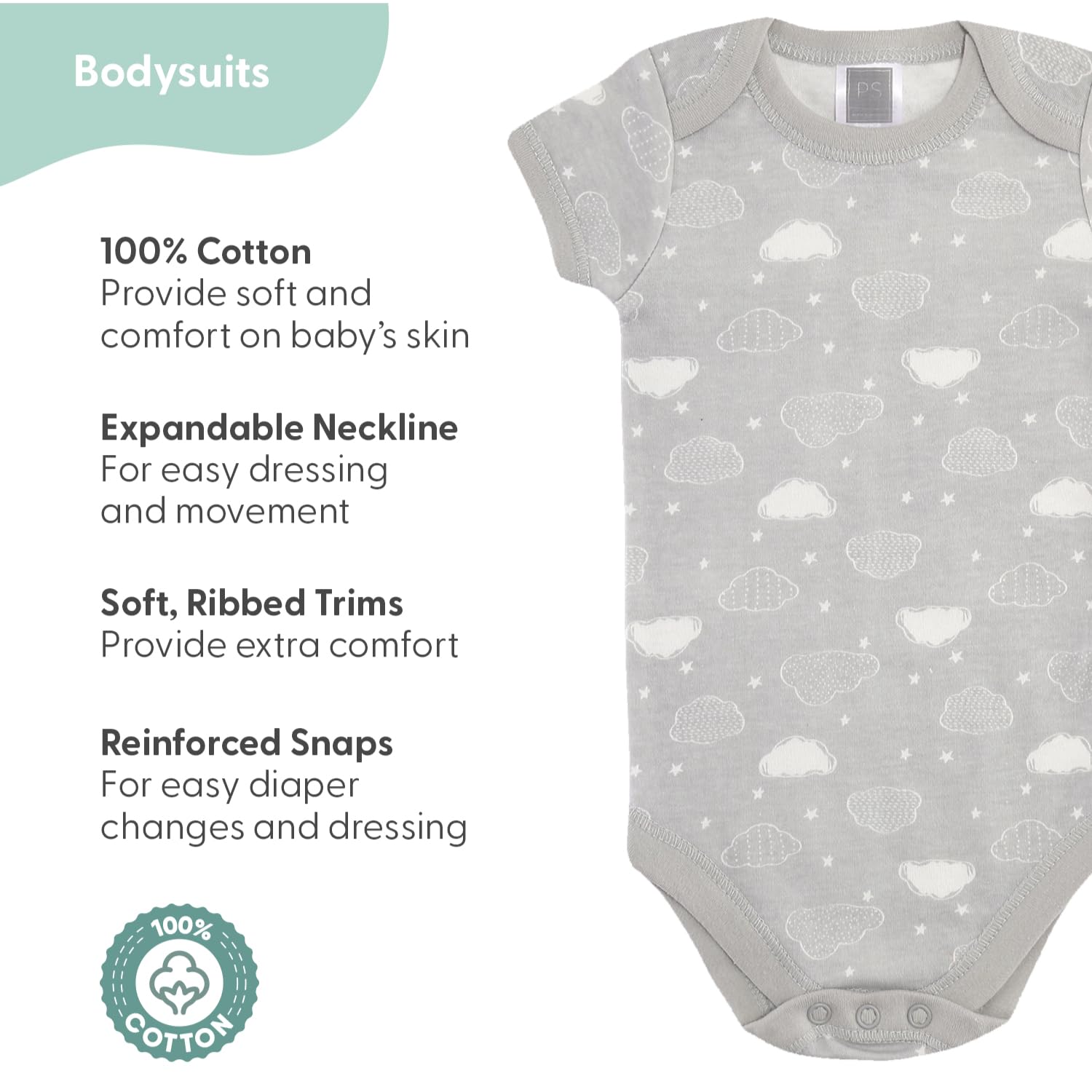 The Peanutshell Newborn Essentials - Juego de canastilla para bebés, niños o niñas, color gris, pequeño, gris, S