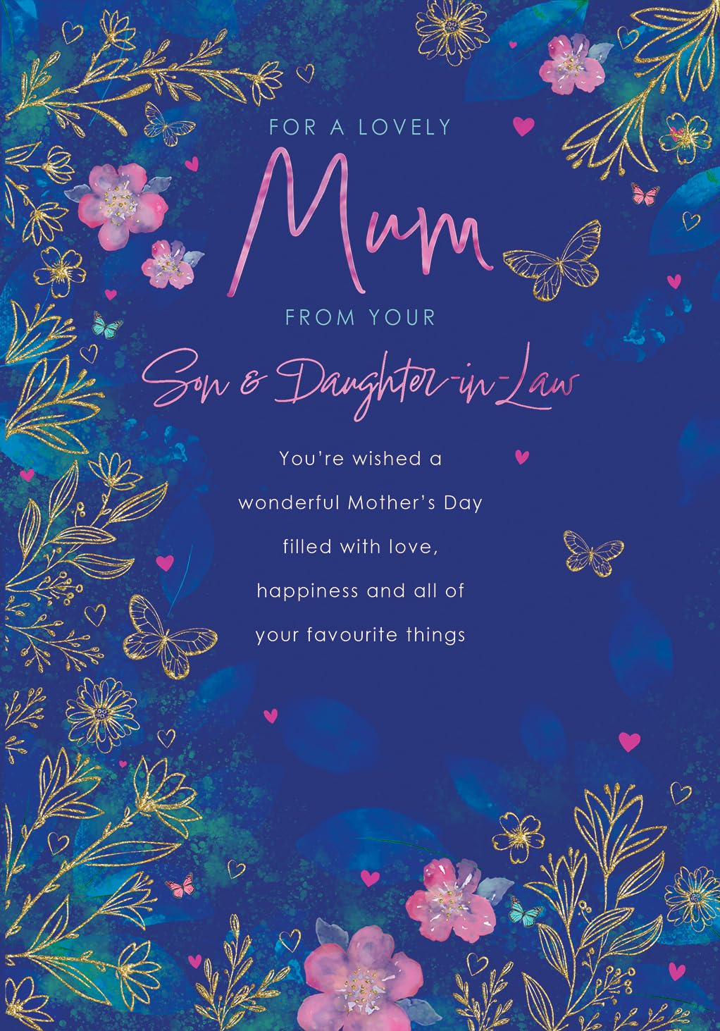 Piccadilly Greetings Mother's Day Card, For a Lovely Mum From Son & Daughter in Law - 10 x 7 inches