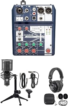 Podcasting Podcast Recording Bundle w/Soundcraft Mixer+Headphones+Pro Mic+Tripod