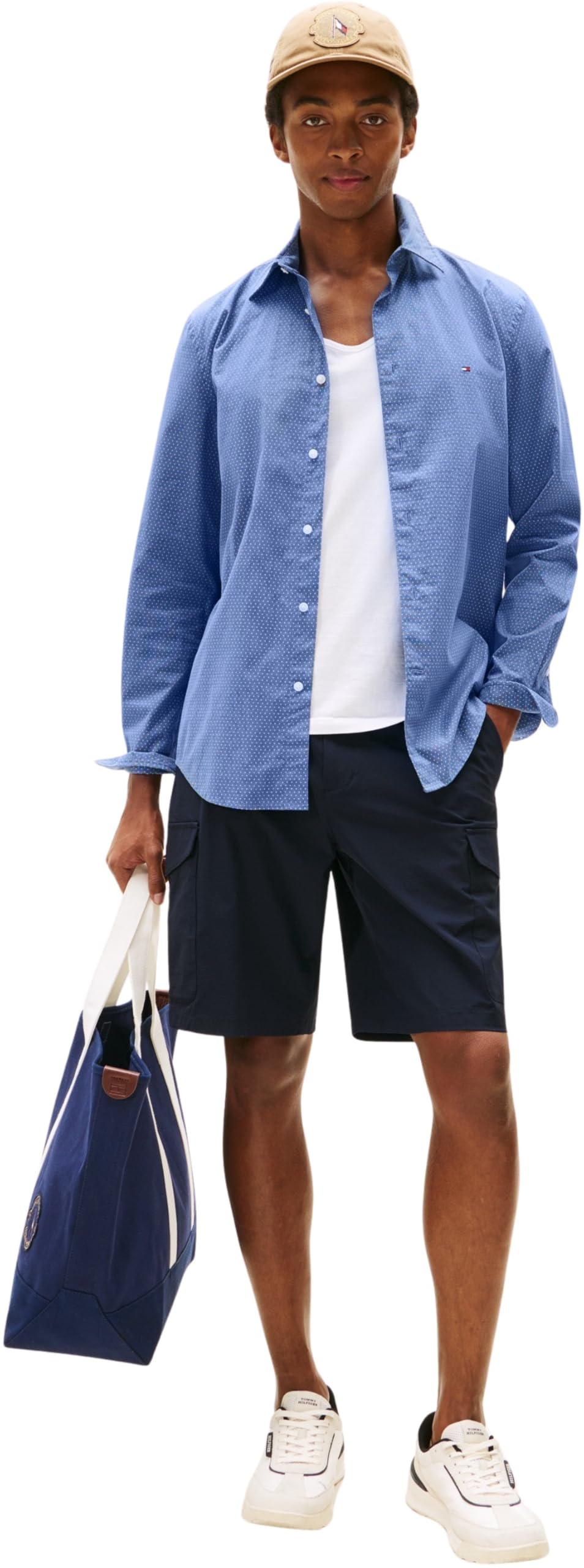 Tommy Hilfiger Herren Hemd Flex Poplin Mini Print Regular Fit