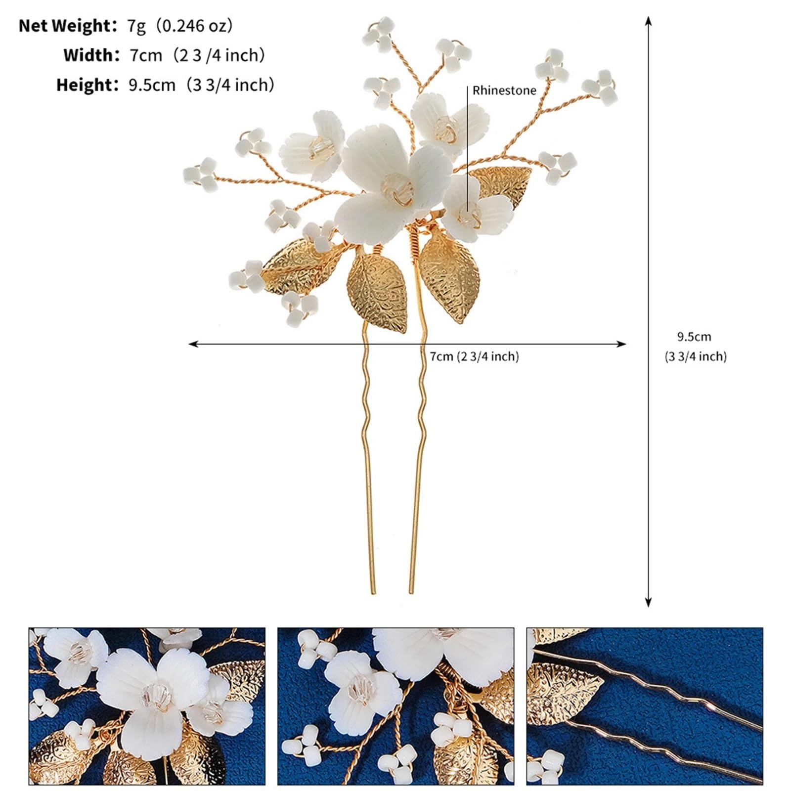 Forcine per Capelli Flower Hair Pins U Shape Headpiece Alloy Bridal Hairpin Clips For Festival Wedding Party Head Decor Accessories