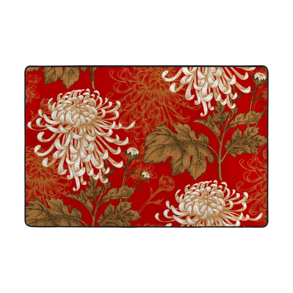 Tapis de sol en velours corail chrysanthème : le grand tapis de salon doux
