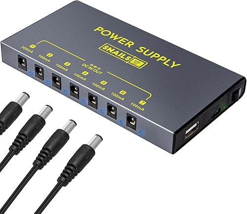 Miniatura 7 de lotmusic Fuente de alimentación de pedal de guitarra portátil 7 salidas de CC aisladas, batería recargable integrada de 3.7 V10000 mAh para pedales