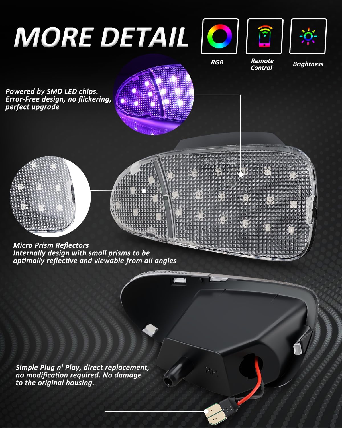 Bestview RGB LED Door Courtesy Lights Compatible with 1997-2003 Fo-rd F150 and 1997-1999 F250, 16-Color Interior Door Panel Lamp Pack of 2