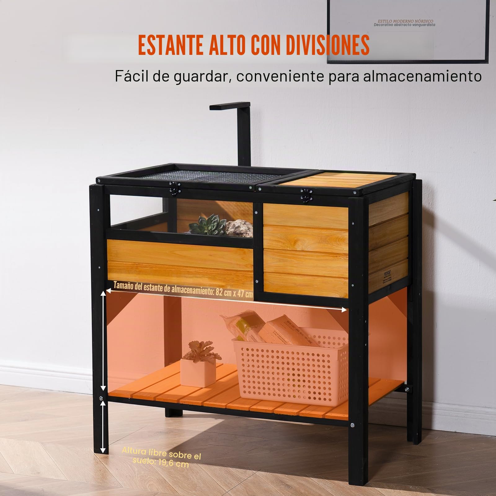 VEVOR Casa de tortuga de madera de cedro – Recinto de tortuga para interiores y exteriores con soporte de luz, recinto de reptiles para geco, lagarto, serpiente