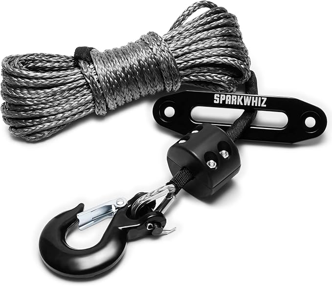 SPARKWHIZ Synthetic Winch Rope Kit, 1/4" x 50ft 10000LBS