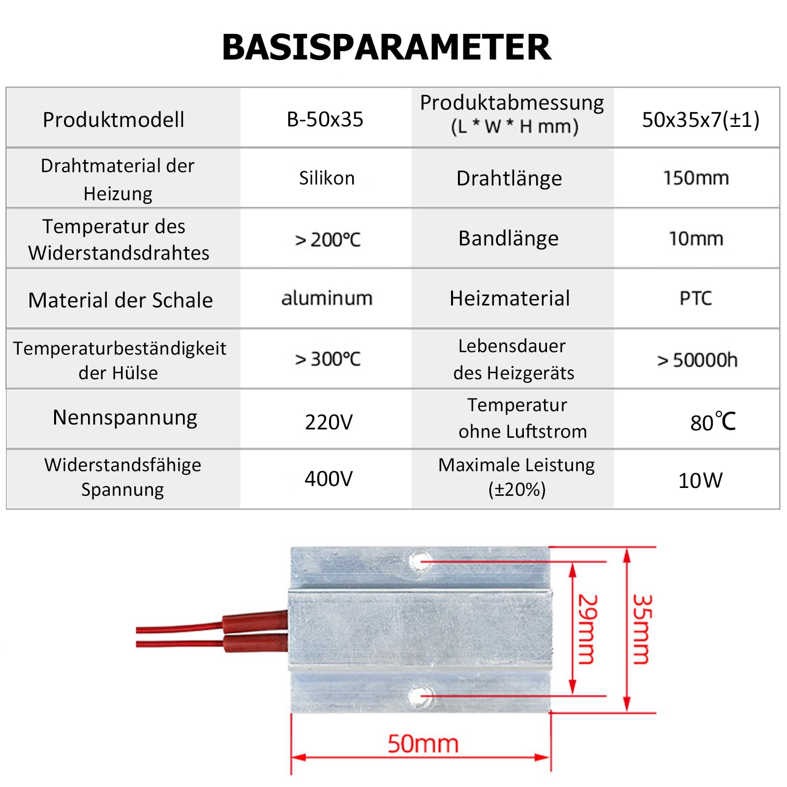 PTC-Thermostat-Heizplatte 220V 80C, Luftheizung mit konstanter Temperatur Hochleistungs-PTC-Heizelement Heizung AC/DC für 3D-Drucker, PTCYIDU