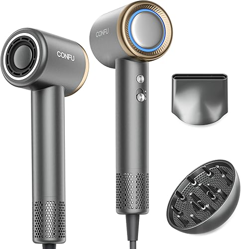 CONFU Ion - Secador de pelo con difusor para cabello rizado, 110000 rpm, secador profesional de alta velocidad, difusor de 1400 W, secado rápido