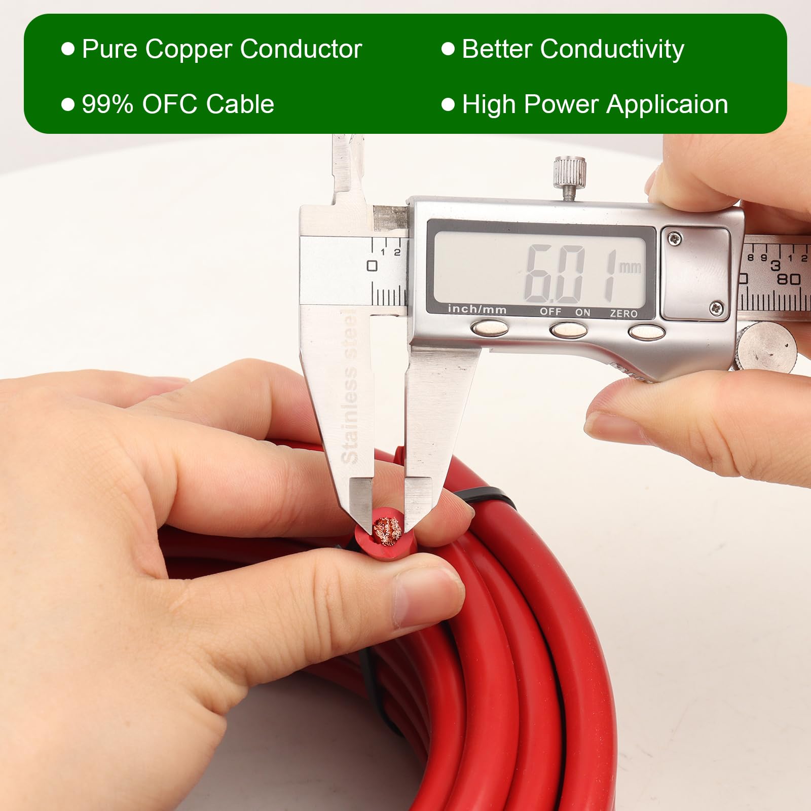 MOOKEERF Câble de batterie de calibre 6 – 4,6 m rouge + 4,6 m noir 6 AWG – Câble de soudure flexible sans oxygène pour automobile, batterie, onduleur, solaire, marine et générateur