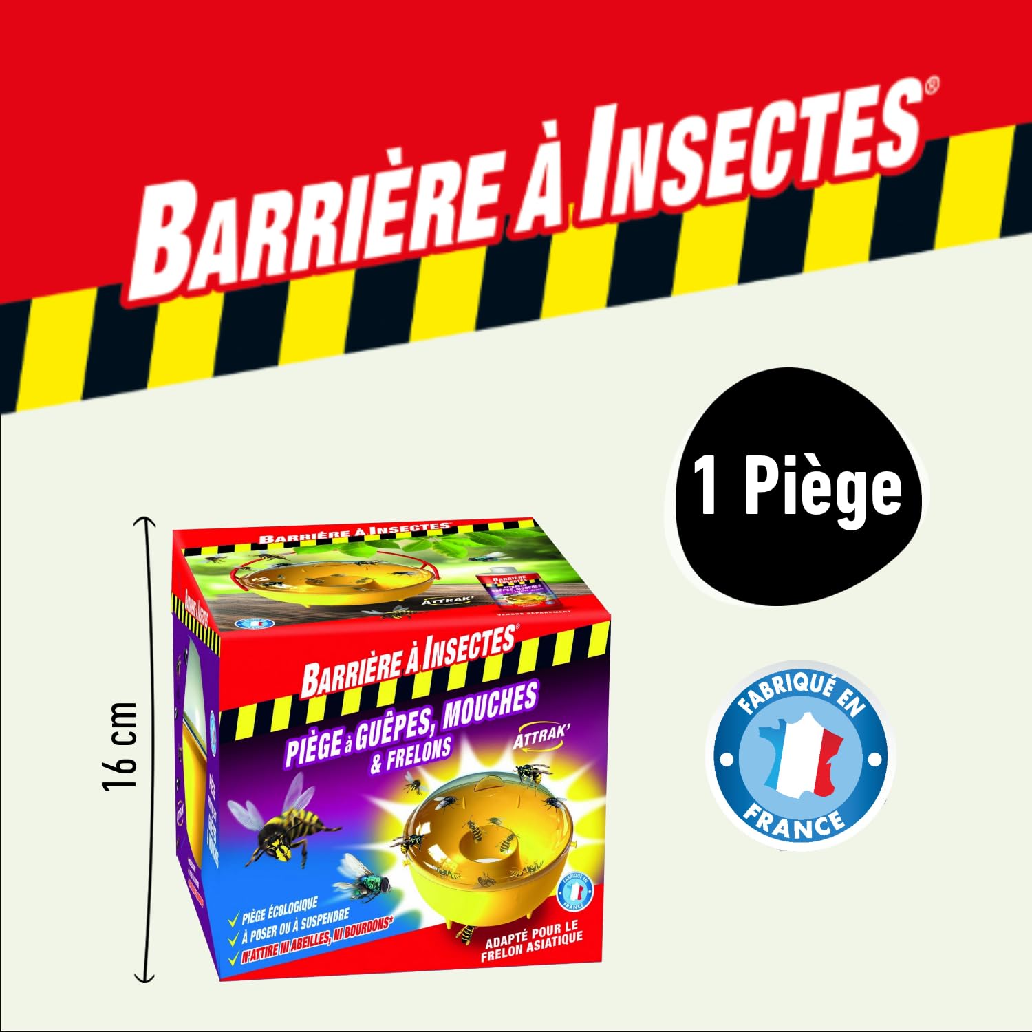 BARRIERE A INSECTES Piège à Guêpes, Mouches et Frelons, 1 Piège, BARPITRAP (Lot de 2)