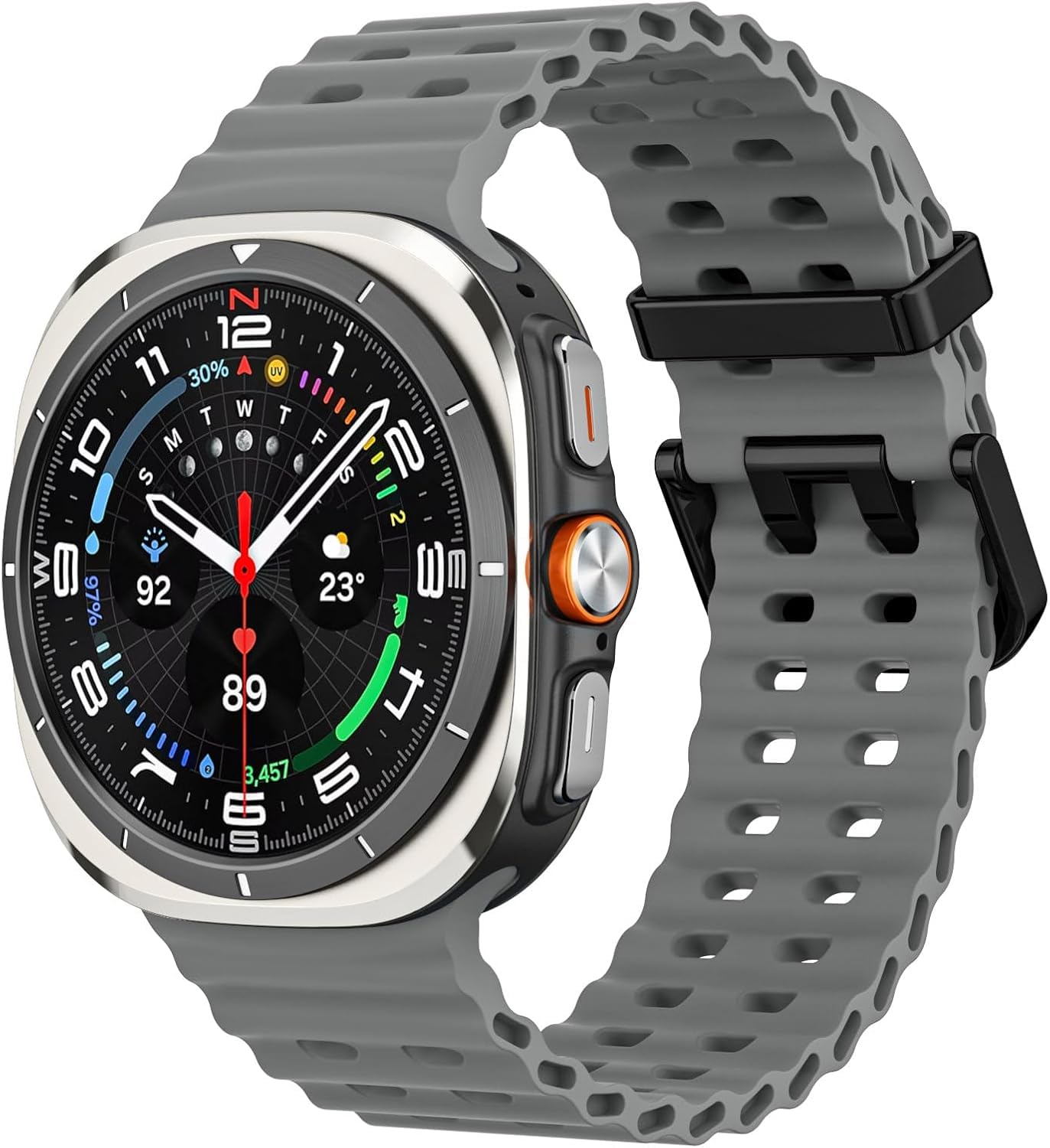 OBOE Silicone Band 'COMPATIBLE WITH' Samsung Galaxy Watch 7 Ultra 47mm No Gap Sport Strap (Dark Grey) [WATCH NOT INCLUDED]-picture-10