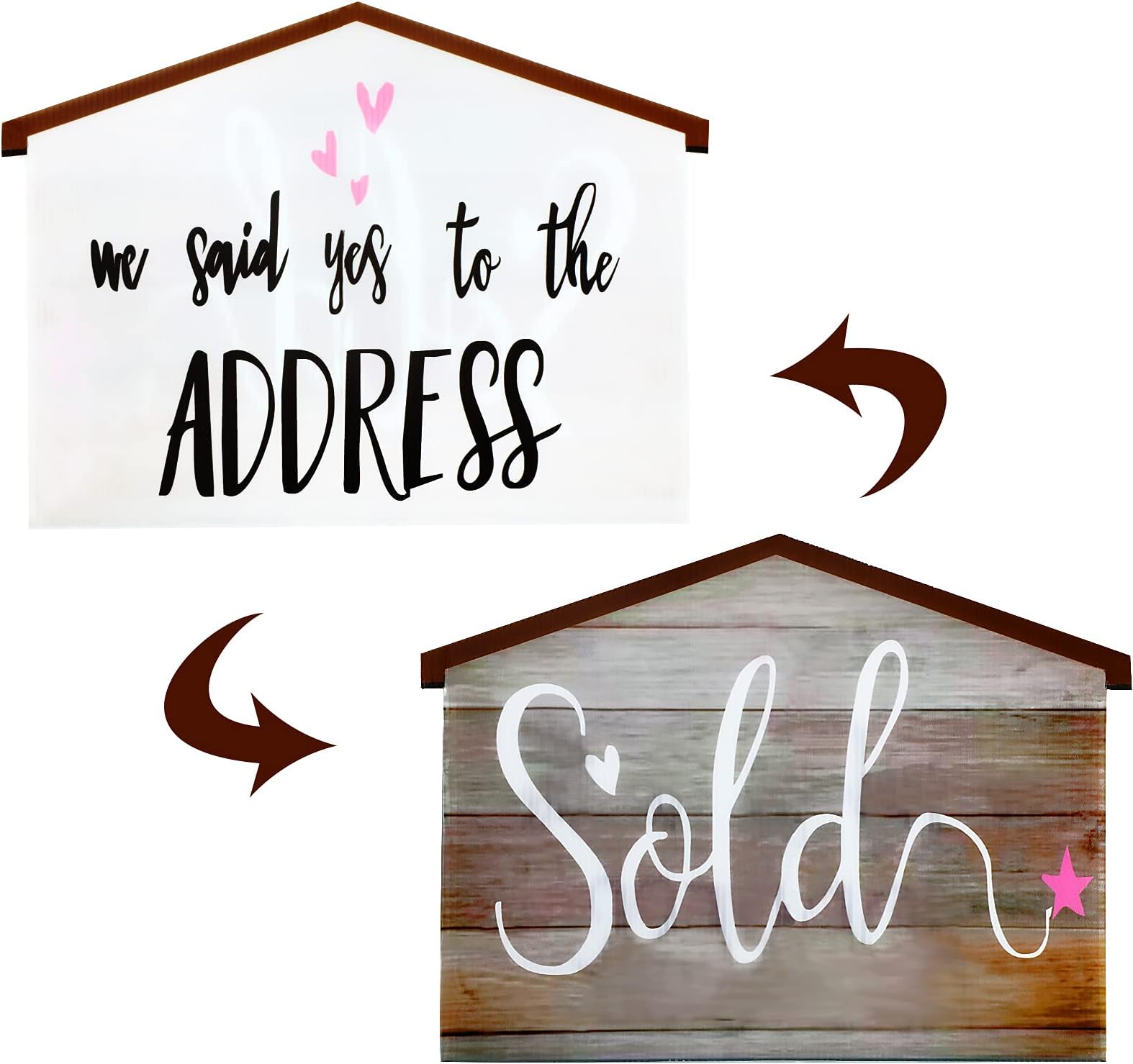 Jetec House Estate Sold Sign Double Sided Sold Sign Realtor Photo Props Plastic Sold Sign for Home Owners and Estate Agent Gift