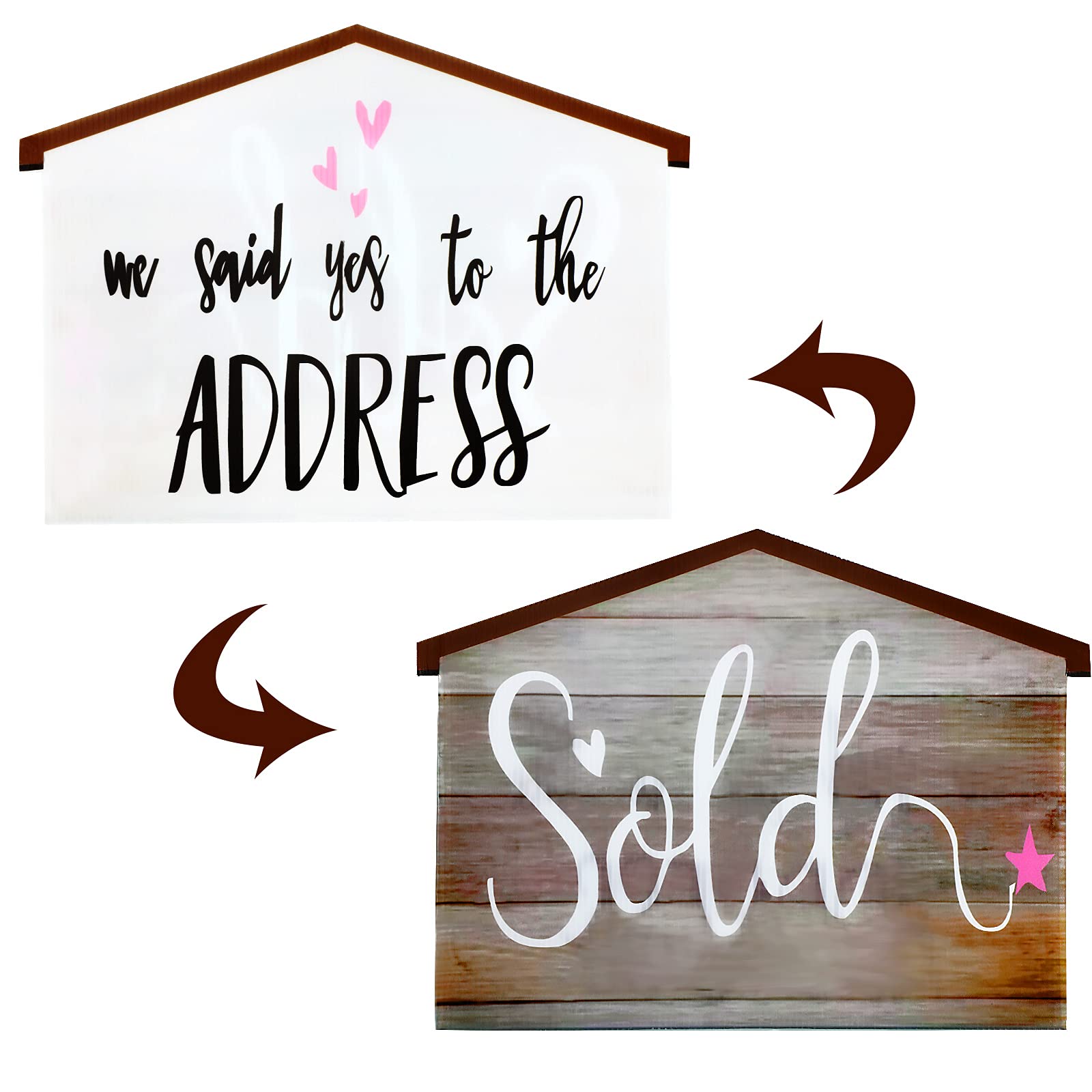 Jetec House Estate Sold Sign Double Sided Sold Sign Realtor Photo Props Plastic Sold Sign for Home Owners and Estate Agent Gift