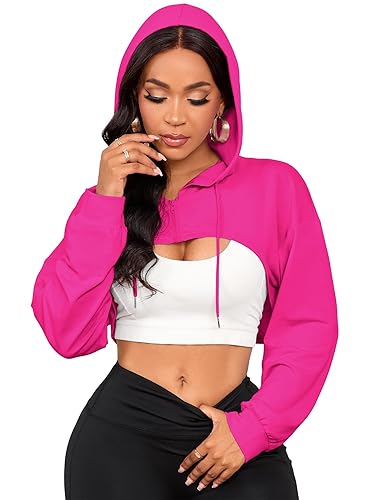 Women Cropped Hoodie Zip Up Long Sleeve Crop Top Sweatshirts