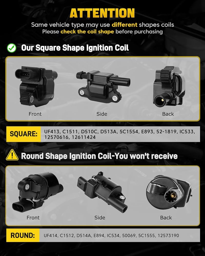 J&G shop 2番 Amazon.com: FILTERUP 8Pcs UF271 Square Ignition Coils with