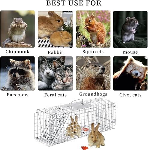 Miniatura 3 de Meibangzz Trampas para animales, trampa de animales vivos para gatos, conejos, ardillas, trampa para gatos callejeros, trampas vivas para mapaches,