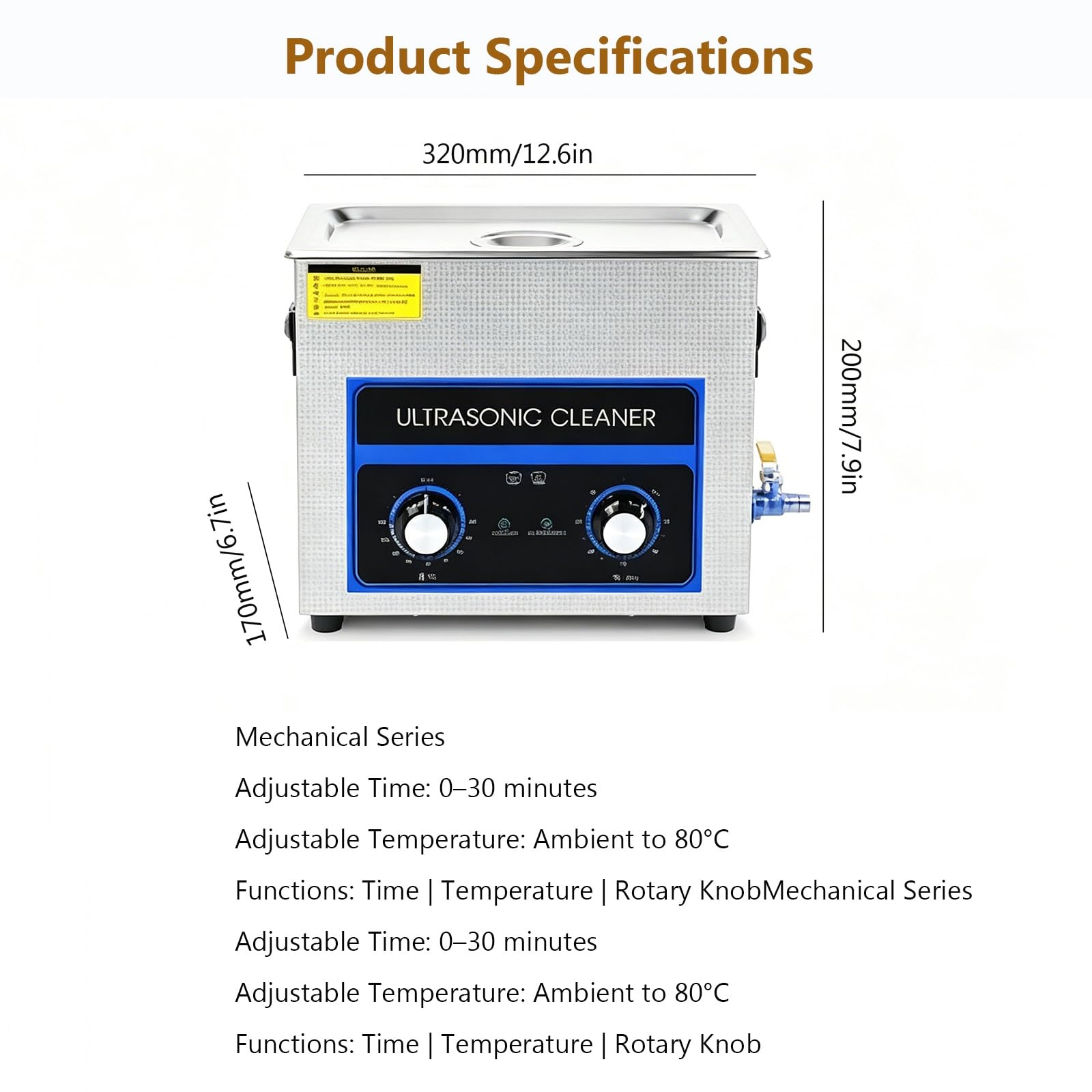 Pulitore sonico commerciale da 6,5 ​​litri, pulitori ad ultrasuoni, macchina for la pulizia professionale da 40 kHz con timer digitale, riscaldatore, ideale for orologi