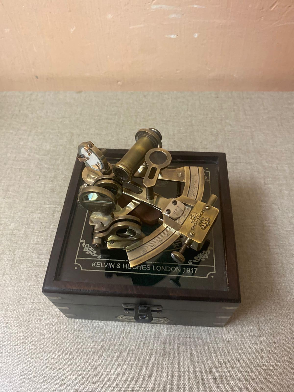 VK 4 Inch Brass Nautical Sextant with Wooden Box Vintage Marine Navigation Instrument Solid Brass Sextant for Nautical Decor, Collectors & Gifting-image-43