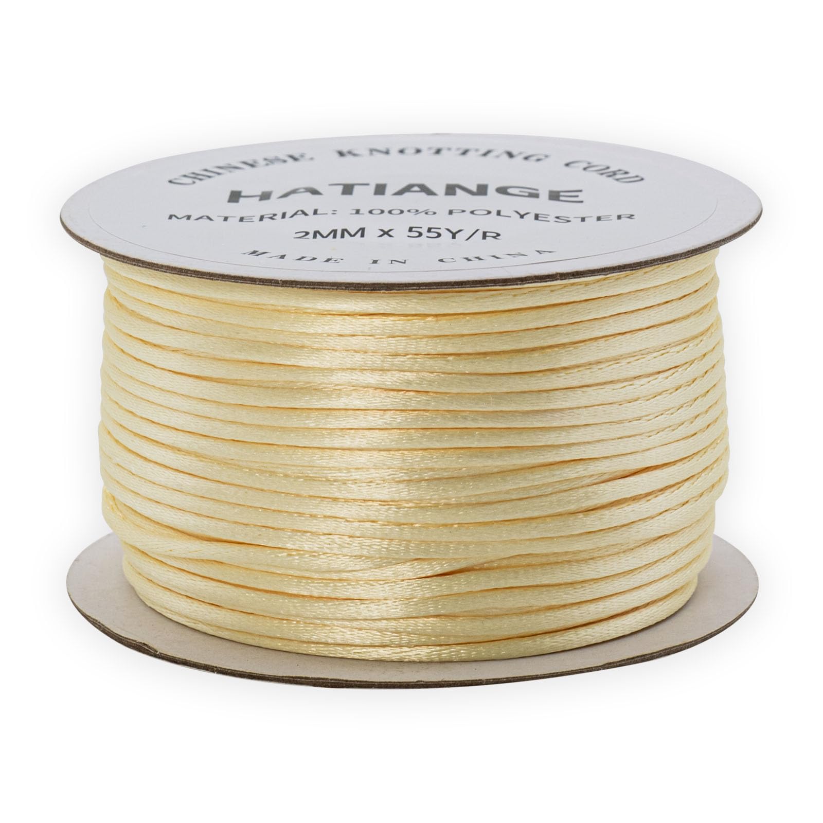 2mm Satin Rattail Cord Ivory String - 55Yds Chinese Knotting Cord Rat Tail Silk Cord for Bracelet Necklace Jewelry Making Macrame Trim