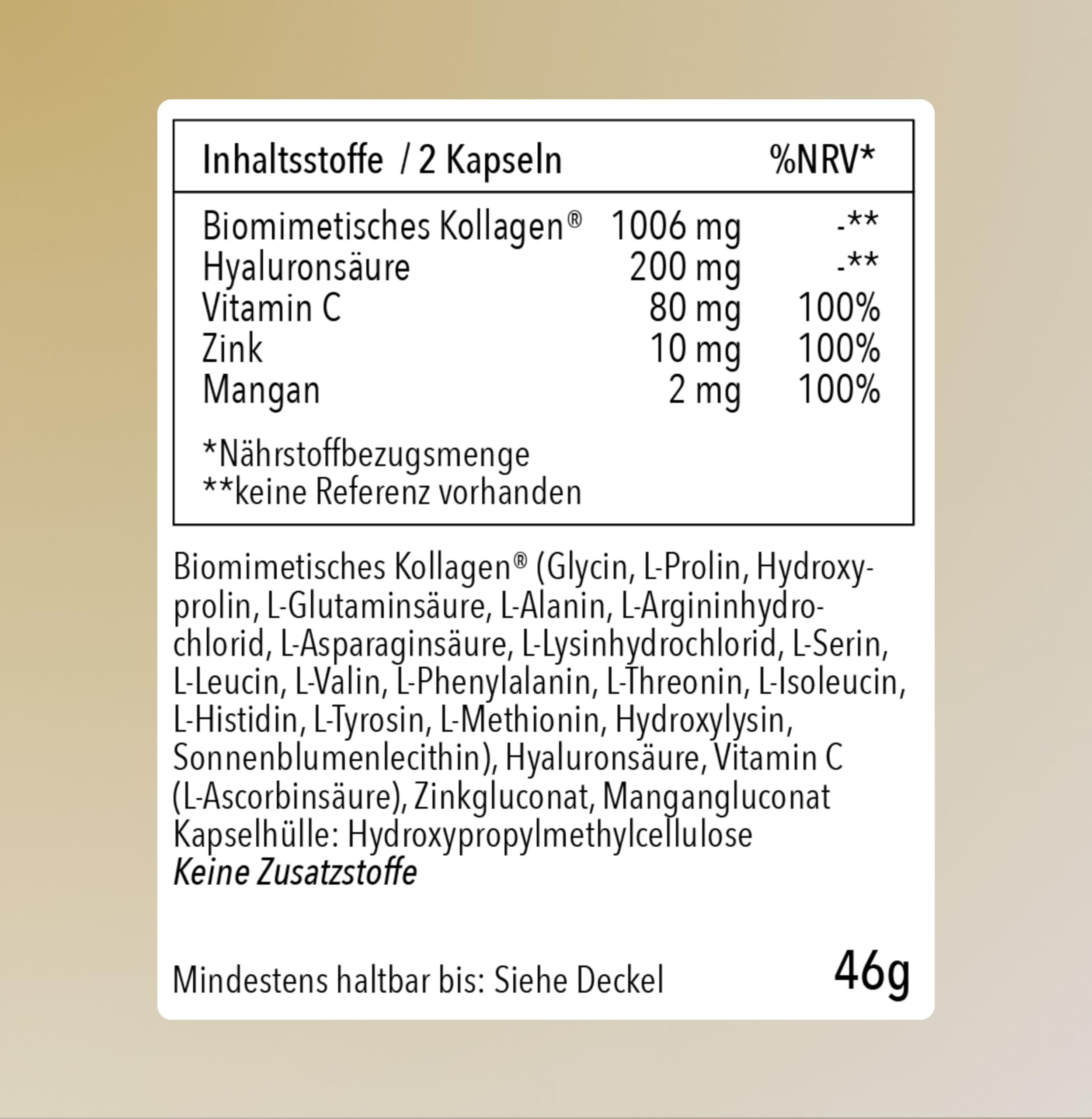 Epigenics Collagène Plus Capsules à l'acide hyaluronique (pour 30 jours) - Collagène végétalien et biomimétique - Comprimés complexes pour la peau, les cheveux, les ongles, les articulations et les os
