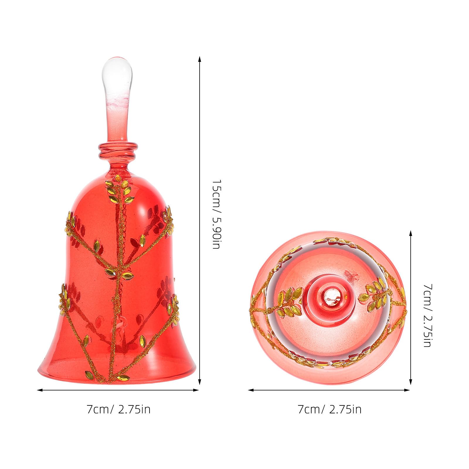 TOYANDONA 4 Piezas Campana de Mano de Vidrio Roja para Cena Navideña,