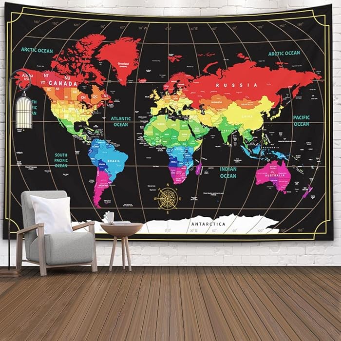 Buy Wall Art World Map,Capsceoll Giant Hanging Map Map Hanging Wall