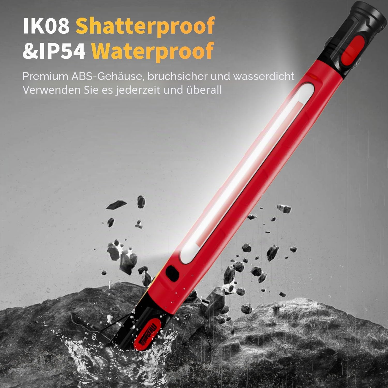 Unterhauben-Arbeitslichtleiste, 3000 lm, LED, magnetische Lichtleiste mit Haken, 5200 mAh, schnurlos, wiederaufladbar, für Mechaniker/Autoreparatur/Garage,red
