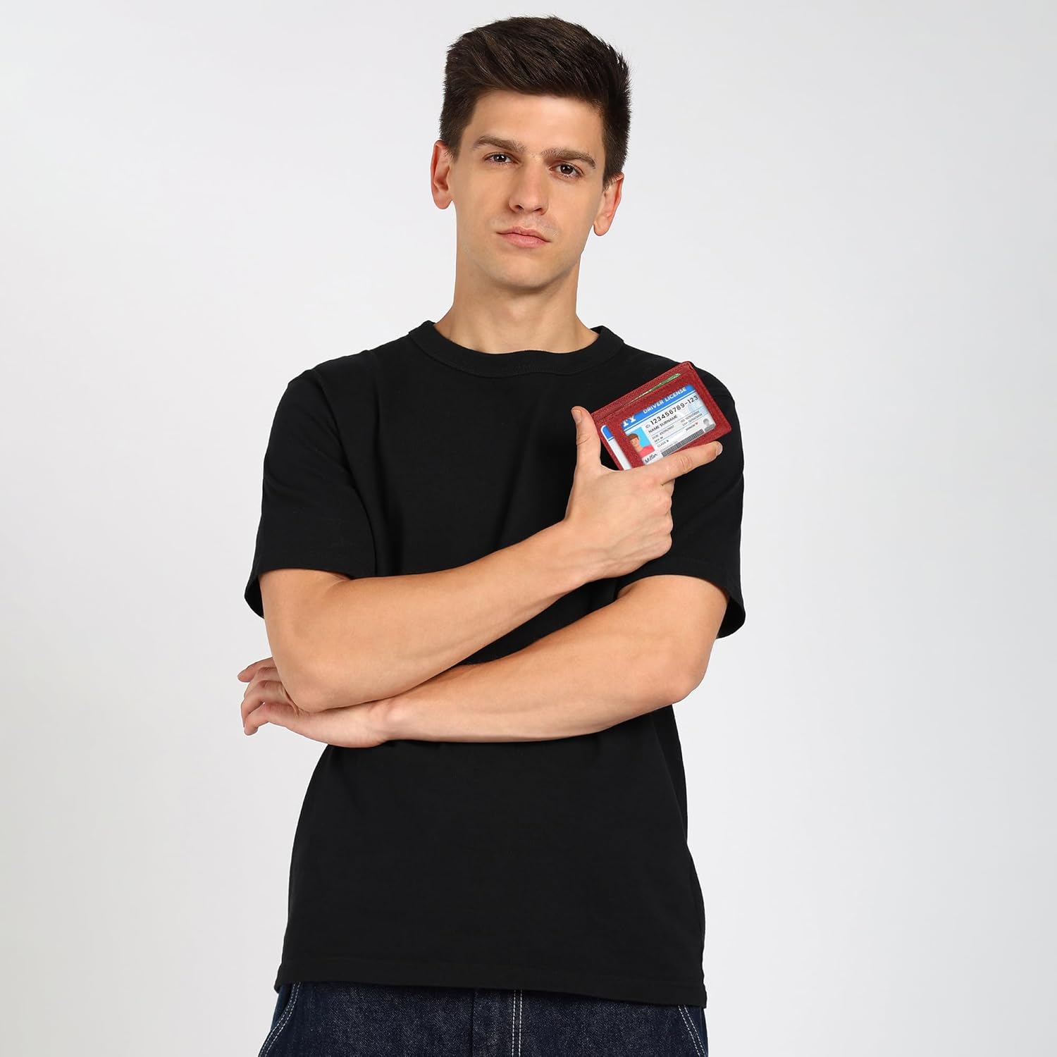 Leatherboss Genuine Leather Slim Card Holder Wallet for Men & Women | Minimalist Front Pocket Wallet | Multiple Card Slots, Cash Compartment & ID Window | (Red) - Image 6