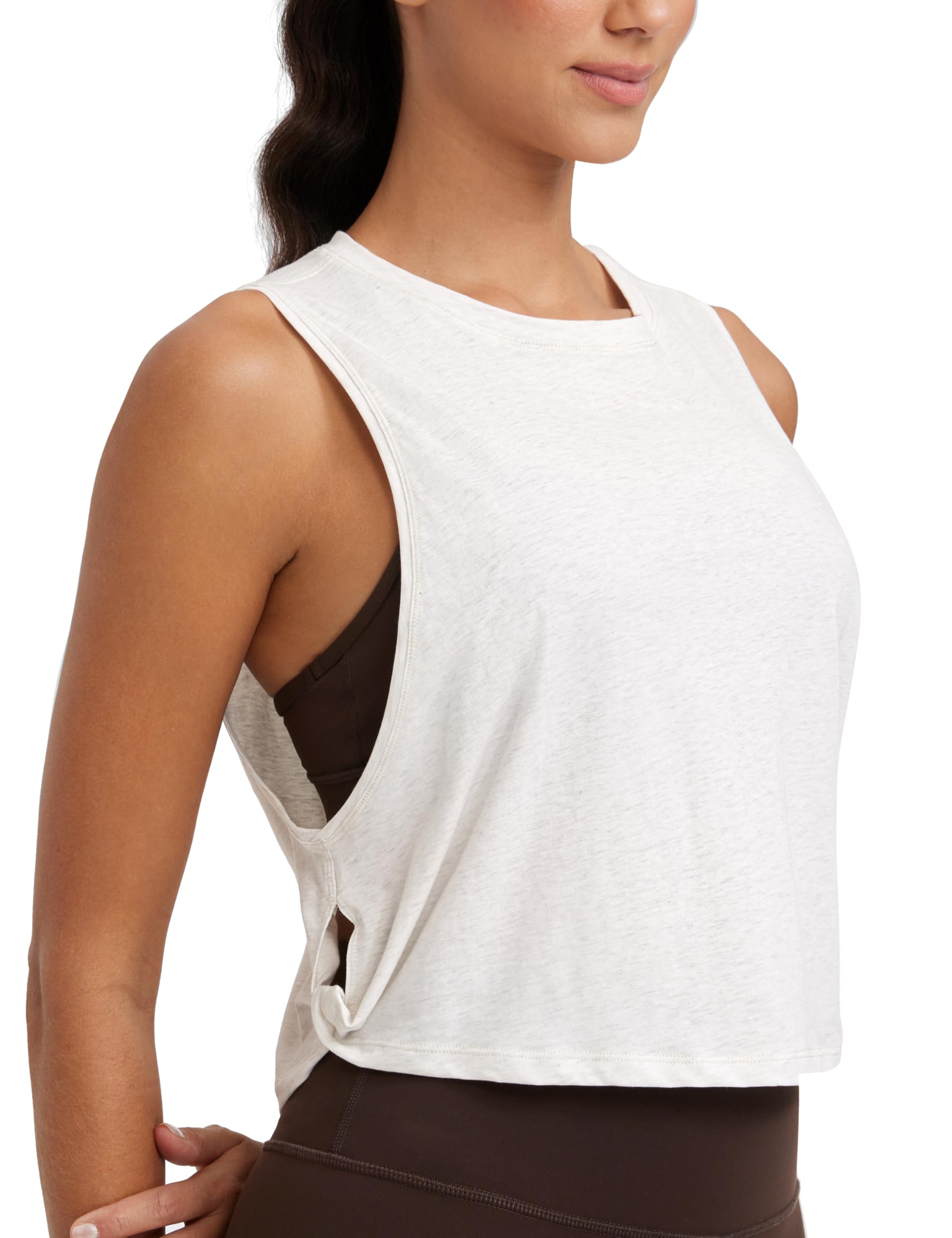 CRZ YOGA Pima Cotton Cropped Workout Tank Tops for Women - Sleeveless Sports Athletic Yoga Running Gym Crop Shirts