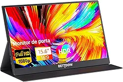 Monitor Portatil 15,6'', FHD 1080P 100% SRGB Monitor Portátil Conectado Com USB C Dupla/HDMI, IPS Extensor De Tela para Notebook com VESA e Funda Inteligente magnético, Plug and Play(preto)