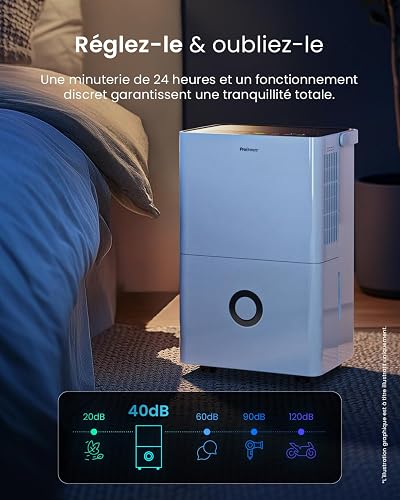 Pro Breeze 30L/Day Dehumidifier - Smart Compressor Dehumidifier with App, Wi-Fi, Continuous Drainage, 4L Water Tank, 24h Timer & Child Lock- Mould Remover & Moisture Absorber for Home & Bathroom - 7
