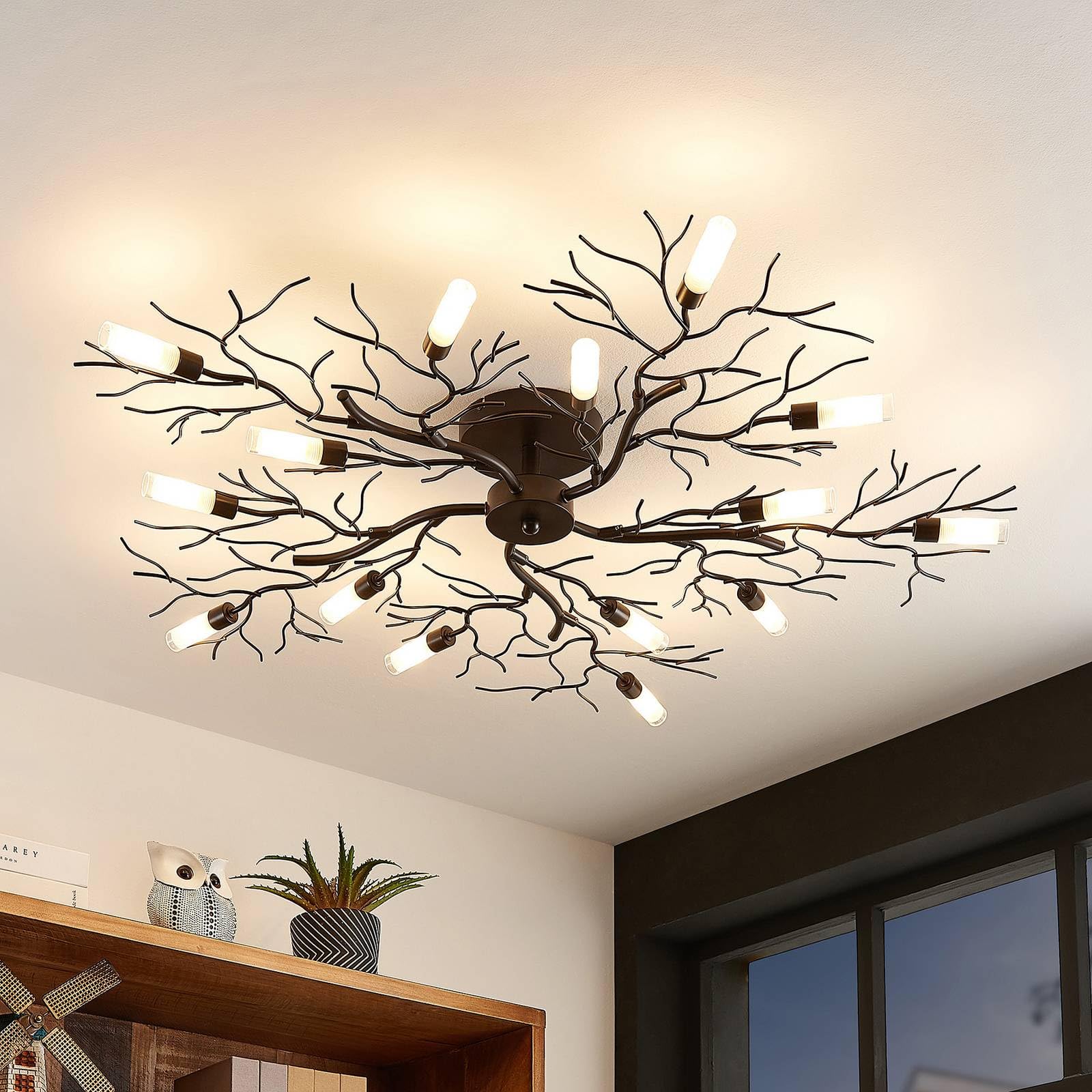 Lindby lámpara de techo en marrón oscuro, plafón | lámpara de salón, g9, 15 bombillas, moderno para sala de estar, salón, dormitorio, comedor