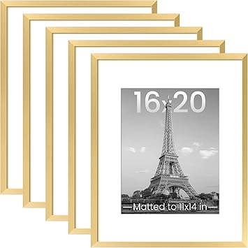 36% off: upsimples 16x20 Picture Frame Set of 5, Display Pictures 11x14 with Mat or 16 x …