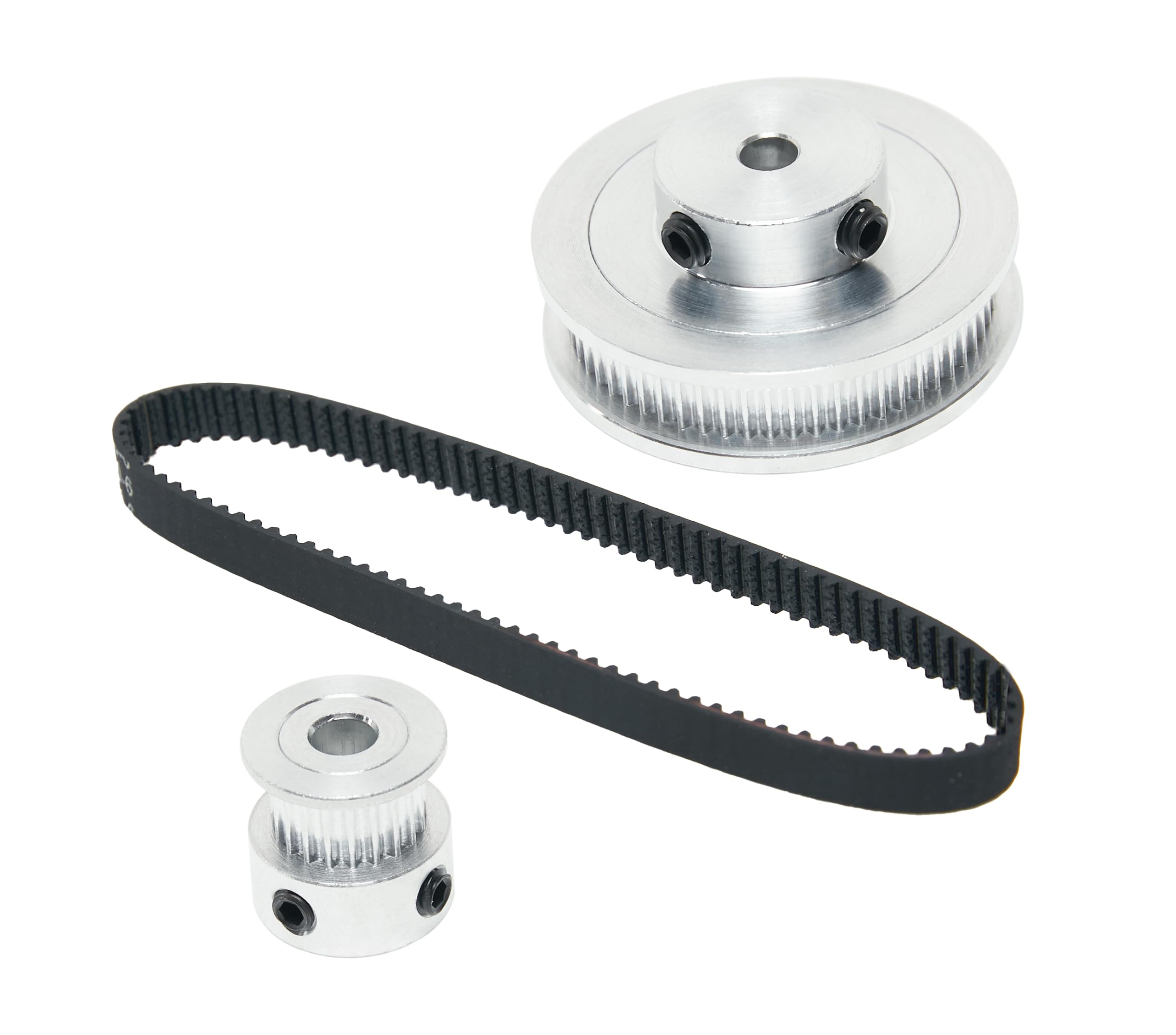 2PCS Set 2GT Aluminum Timing Pulley 20&60 Teeth 6.35mm Bore Synchronous Wheel with 2PCS Length 200mm Width 6mm Belt (20-60T-6.35B-6) — Amazon image 5