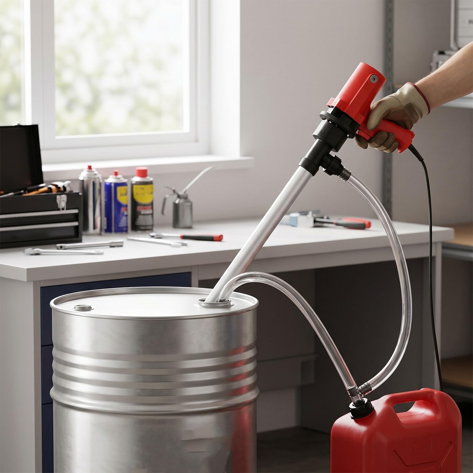 Generic Elektryczna Pompa Olejowa Przenośna Pompa do Przenoszenia Płynów 6 Biegów z możliwością Regulacji do zastosowań w Przemyśle Petrochemicznym i Spożywczym (wtyczka UE)