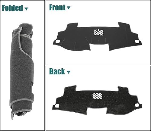 Miniatura 8 de X AUTOHAUX Cubierta de tablero de instrumentos de coche gris poliéster antideslizante alfombra protectora alfombra a prueba de sol para Toyota Camry