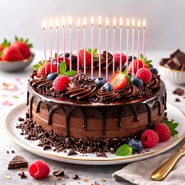 Candeline Lunghe di Compleanno, Multicolore, 24 Pezzi (rosa) - 2