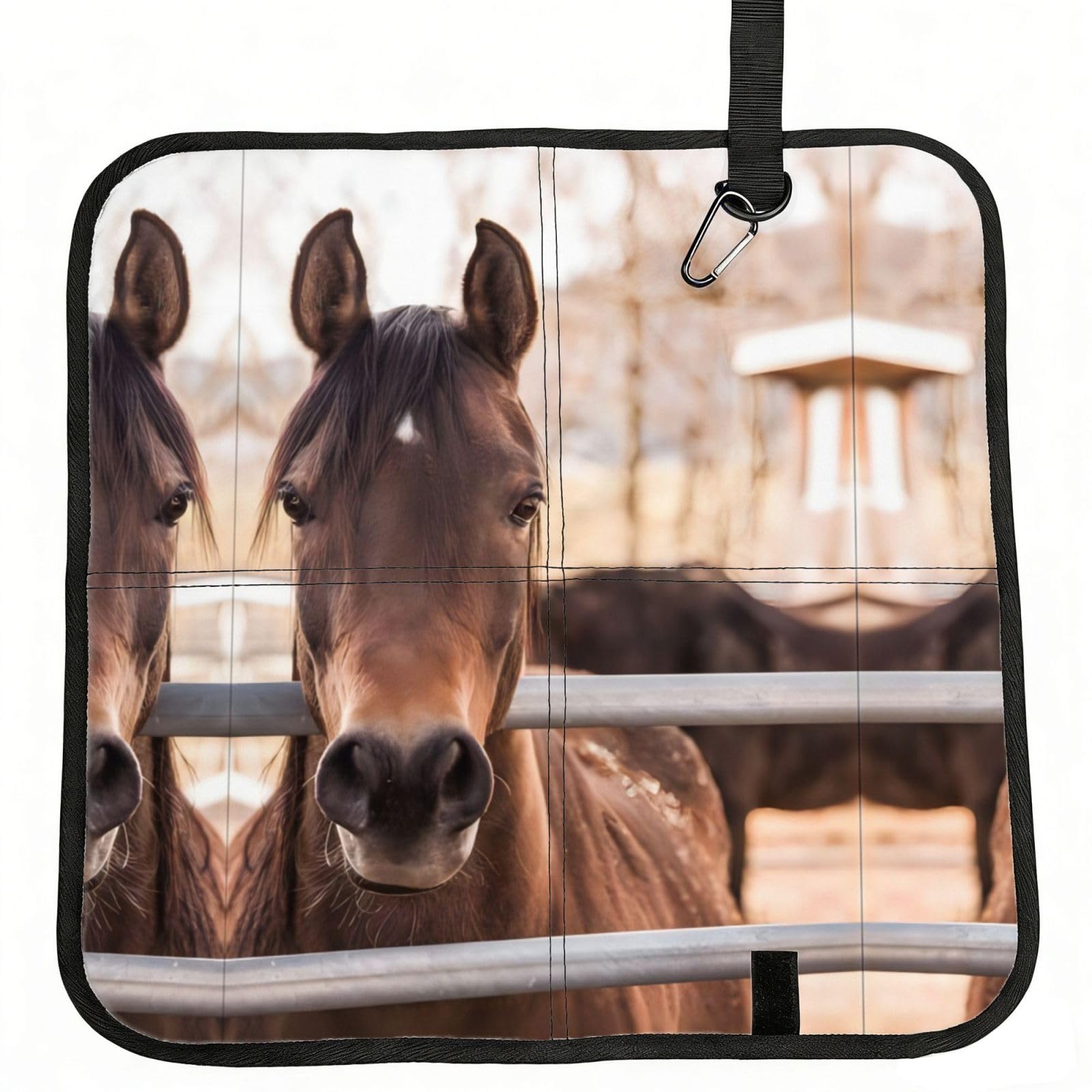 WZYCWB brown Horses Foldable Seating Cushion with Carabiner - Stadium Mat for Camping, Hiking and Outdoor Activities