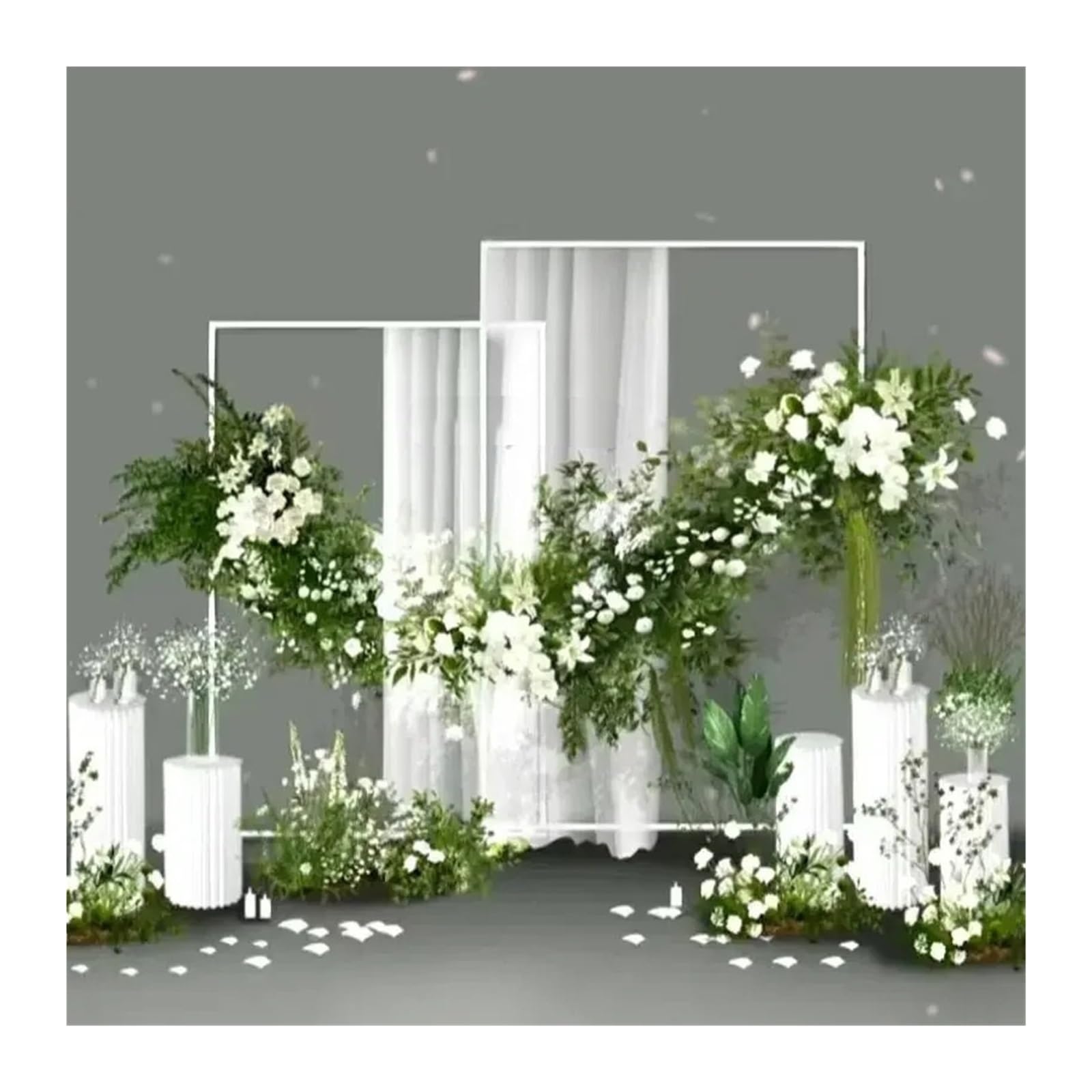 Genérico 4 Uds. Accesorios de Boda Estante de Pantalla de Hierro Marco Rectangular Arco de Flores Soporte de Cartel de Bienvenida guía de Carretera, decoración de Fondo de Escenario(White 4pcs)