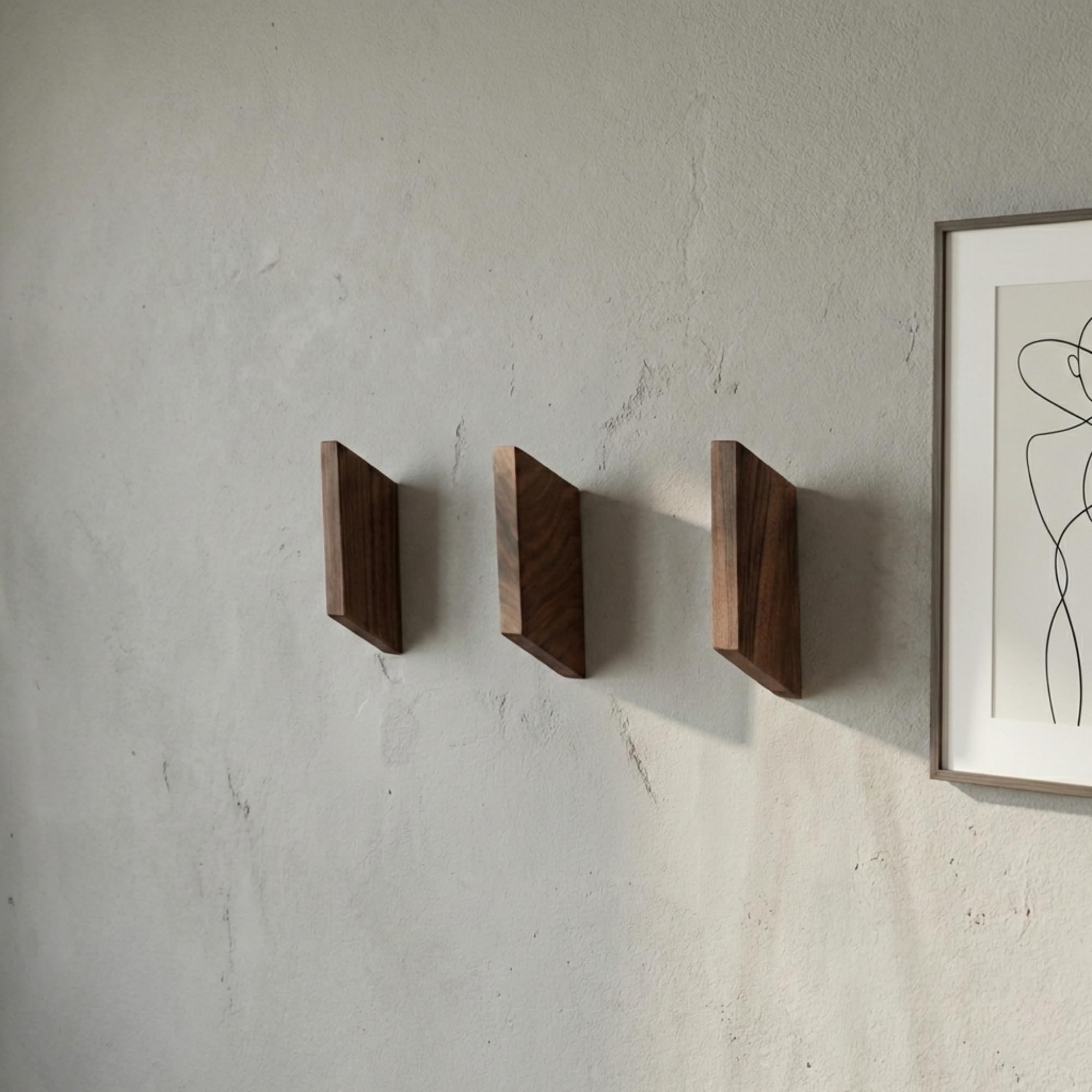 Generisch Moderner Kleider- und Handtuchhalter für Eingangsbereich, Badezimmer, Schrank – moderne Wandhalterung, 3 Stück, Eingangs-Organizer, Wandhaken (Iroko (Afrikanisches Teak)